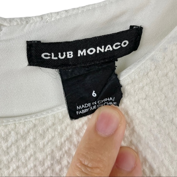 Club Monaco White Textured 3/4 Sleeve Skater Dress Size 6 - Picture 5 of 6